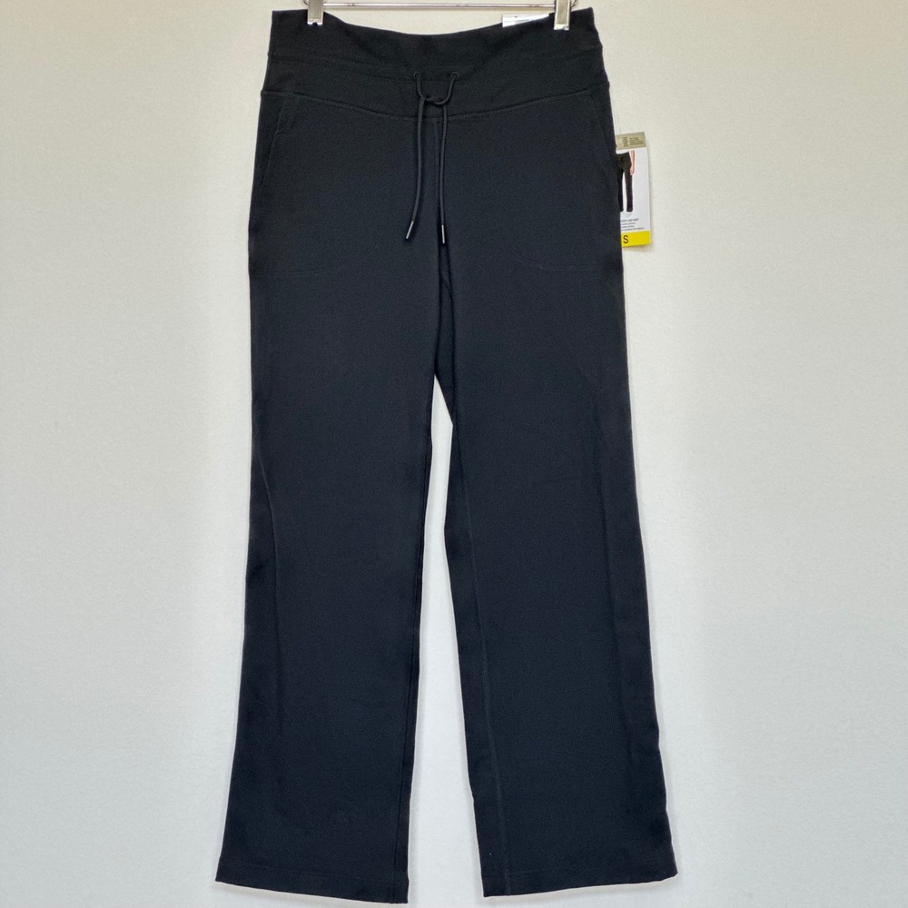 NEW Mondetta High-Rise Straight Leg Pant Black Recycled Fleece Pockets Small